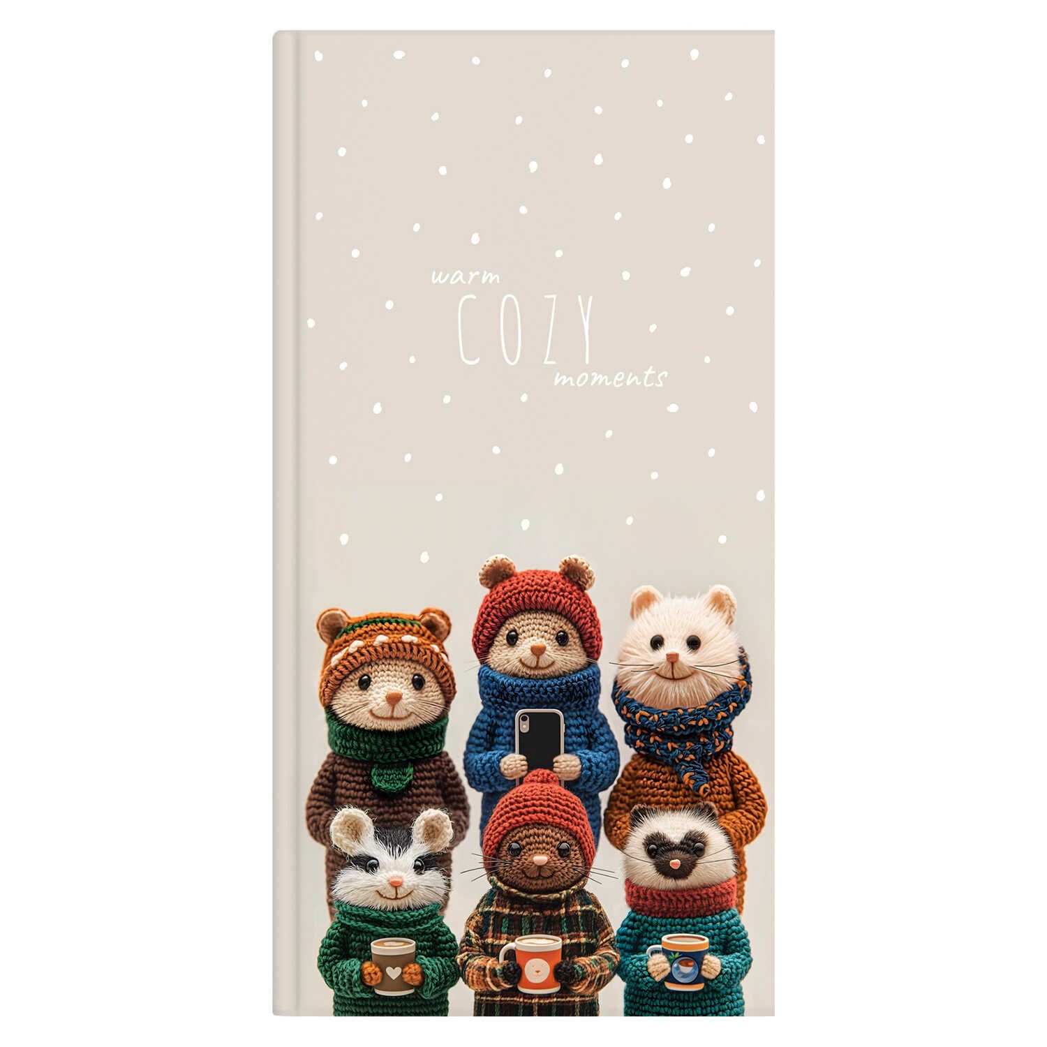 Записная книжка 110*206мм  80л. 7БЦ "Вязаные звери" мат.лам., тисн.фольгой