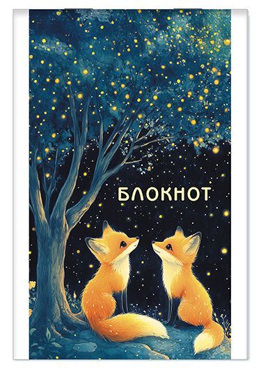 Блокнот А7  16л скоба "Лисята" клетка