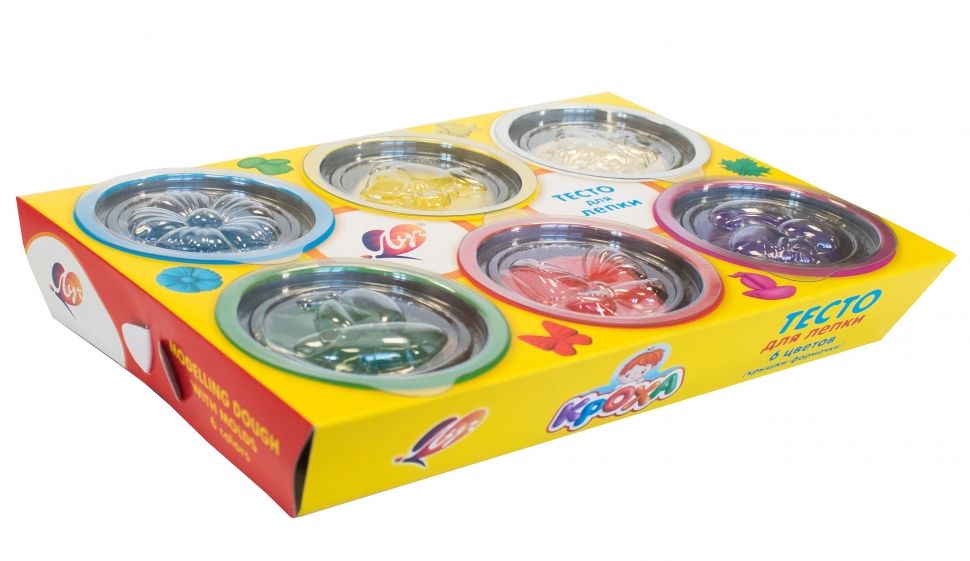 Тесто для лепки  6 цв. "Кроха" с формочками, ведро