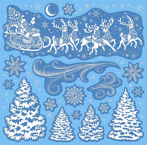 Витражная наклейка 33*33см "Новогодняя" пластизоль