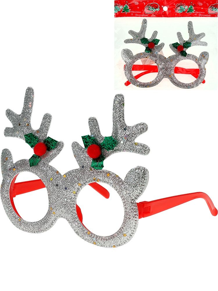 Очки карнавальные "Серебристые рожки" 14*12см