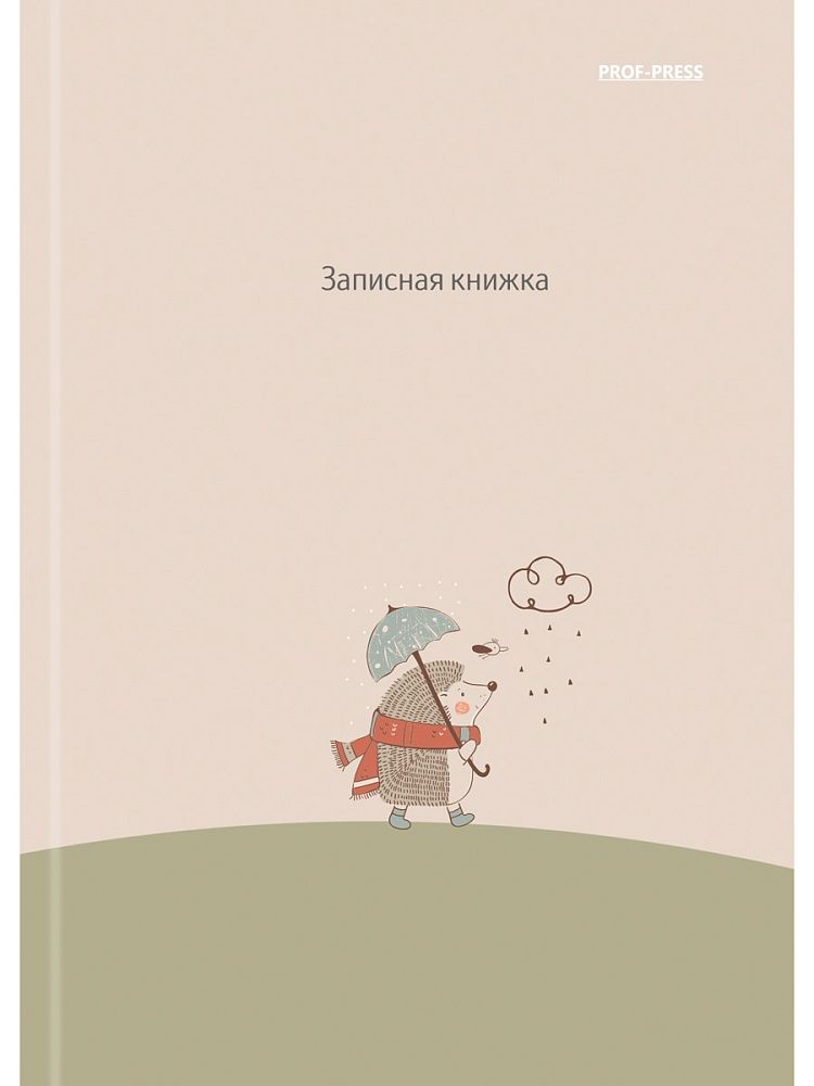 Блокнот А6 7БЦ  48л "Ежик с зонтиком" клетка, глянц.лам., лен