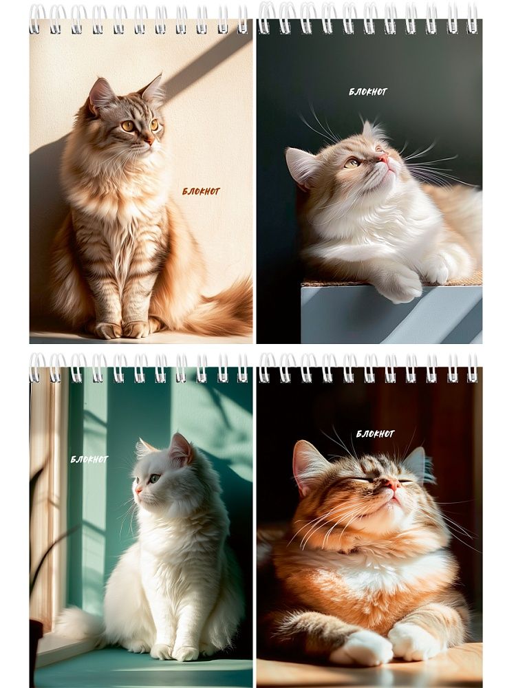 Блокнот А6  40л гребень "Солнечные котики" клетка