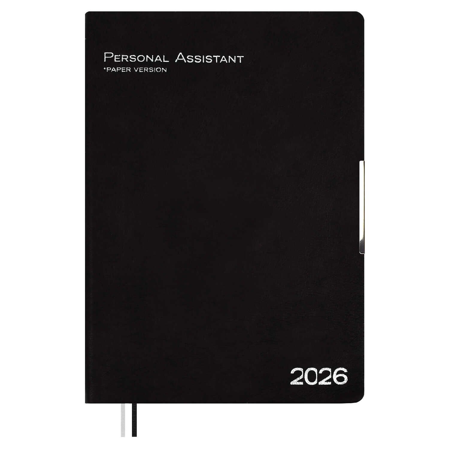 Ежедневник дат. 2026г А4 120л., кожзам, мягк.пер. "Шеврет глосс черный" тисн., ляссе