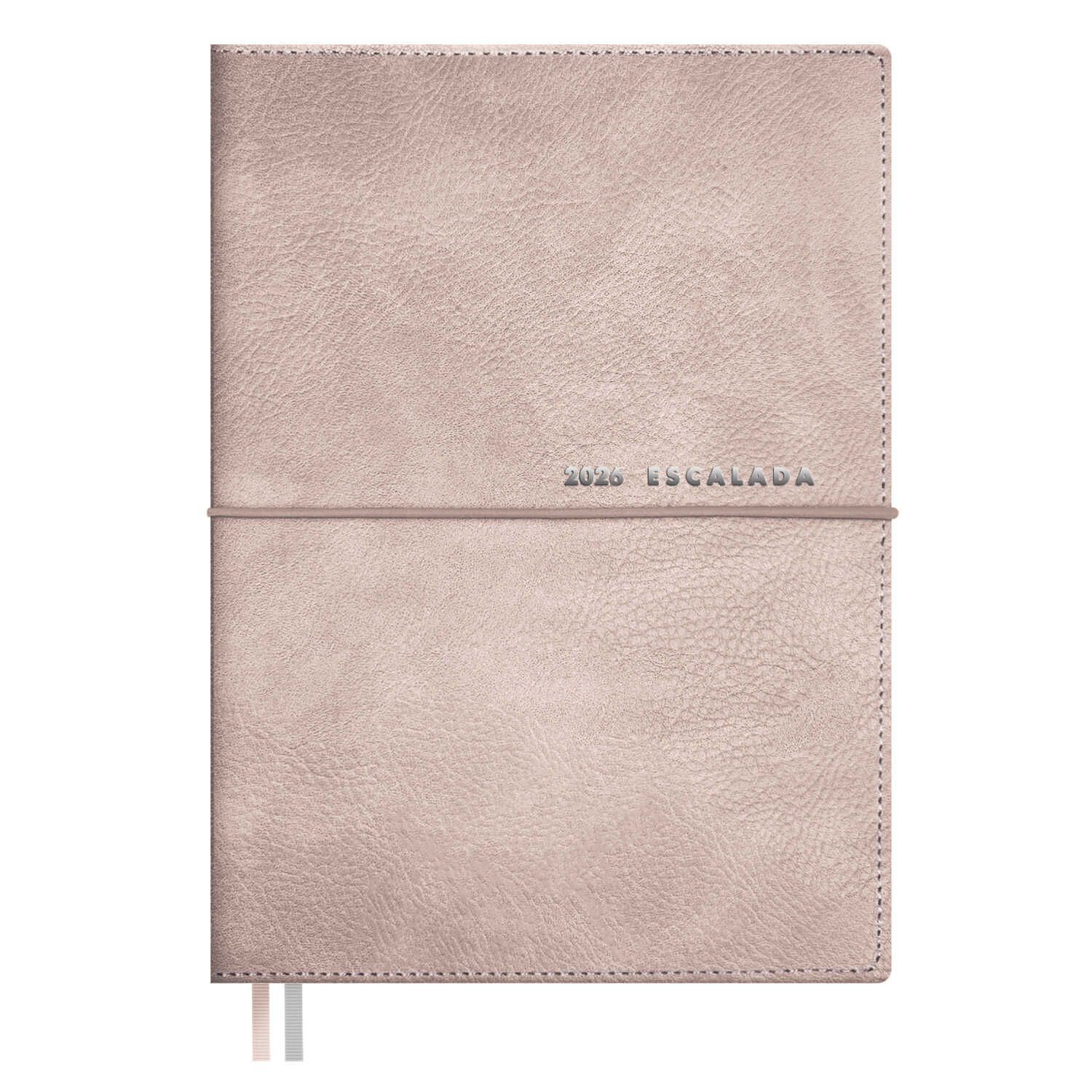 Ежедневник дат. 2026г А6 128л., кожзам, мягк.пер. "Шеврет бежевый" резинка, тисн.фольгой, ляссе