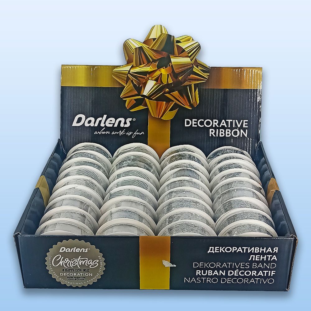 Лента декоративная 2,5мм*2,7м, ассорти дизайнов, серебро