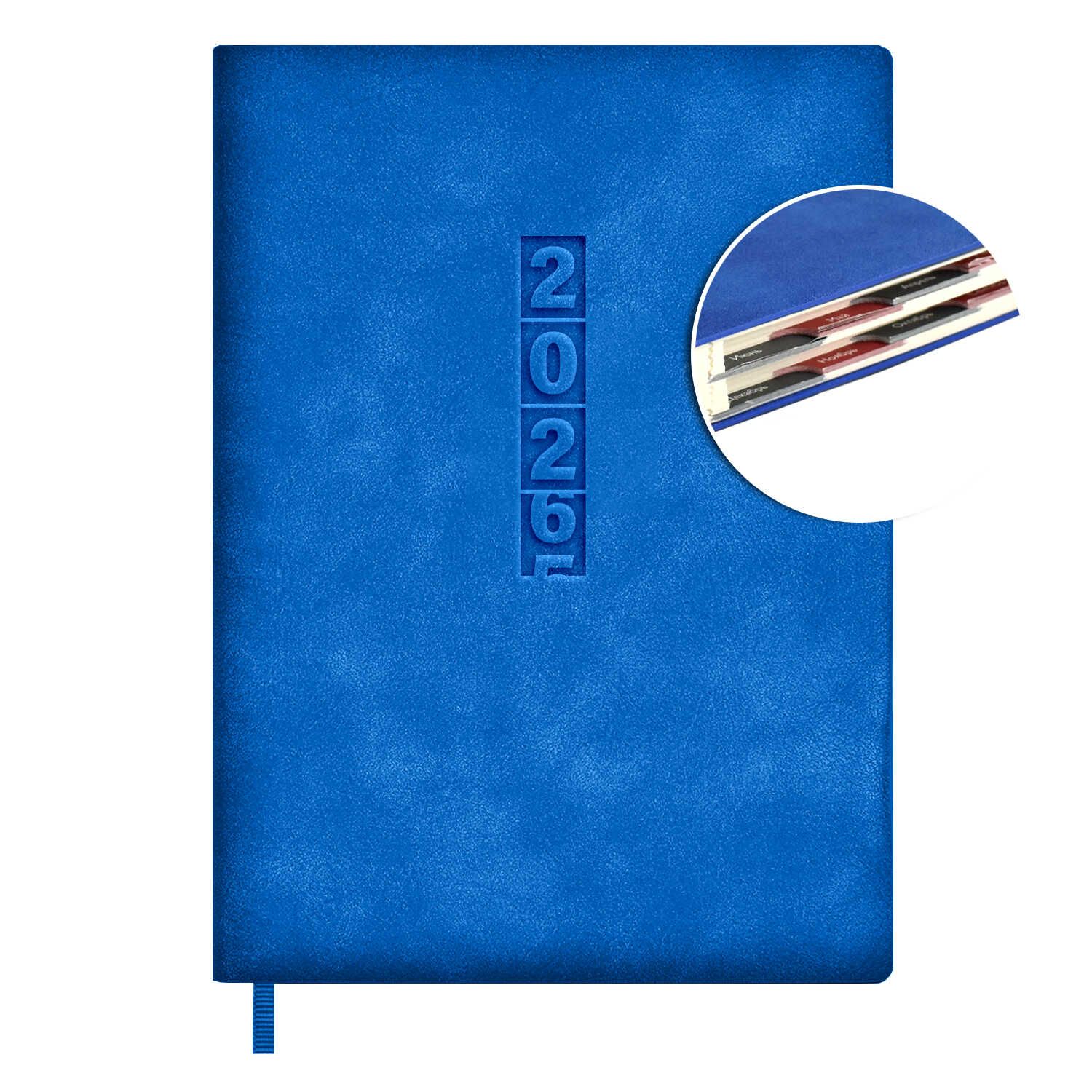 Ежедневник дат. 2026г А6 176л., кожзам, мягк.пер. "#Думай как миллиардер. Тиволи глосс синий"