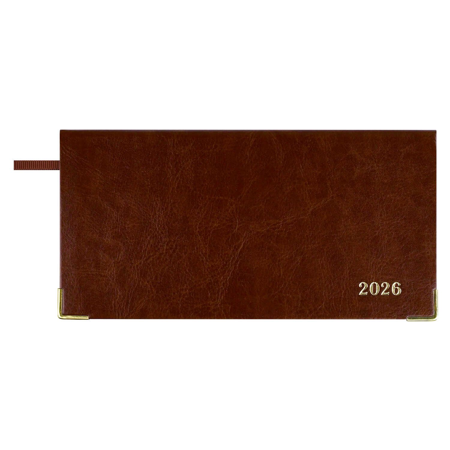 Планинг дат. 2026г 170*88мм 64л., кожзам., интегр.пер. "Сариф коричневый"  +ПОДАРОК