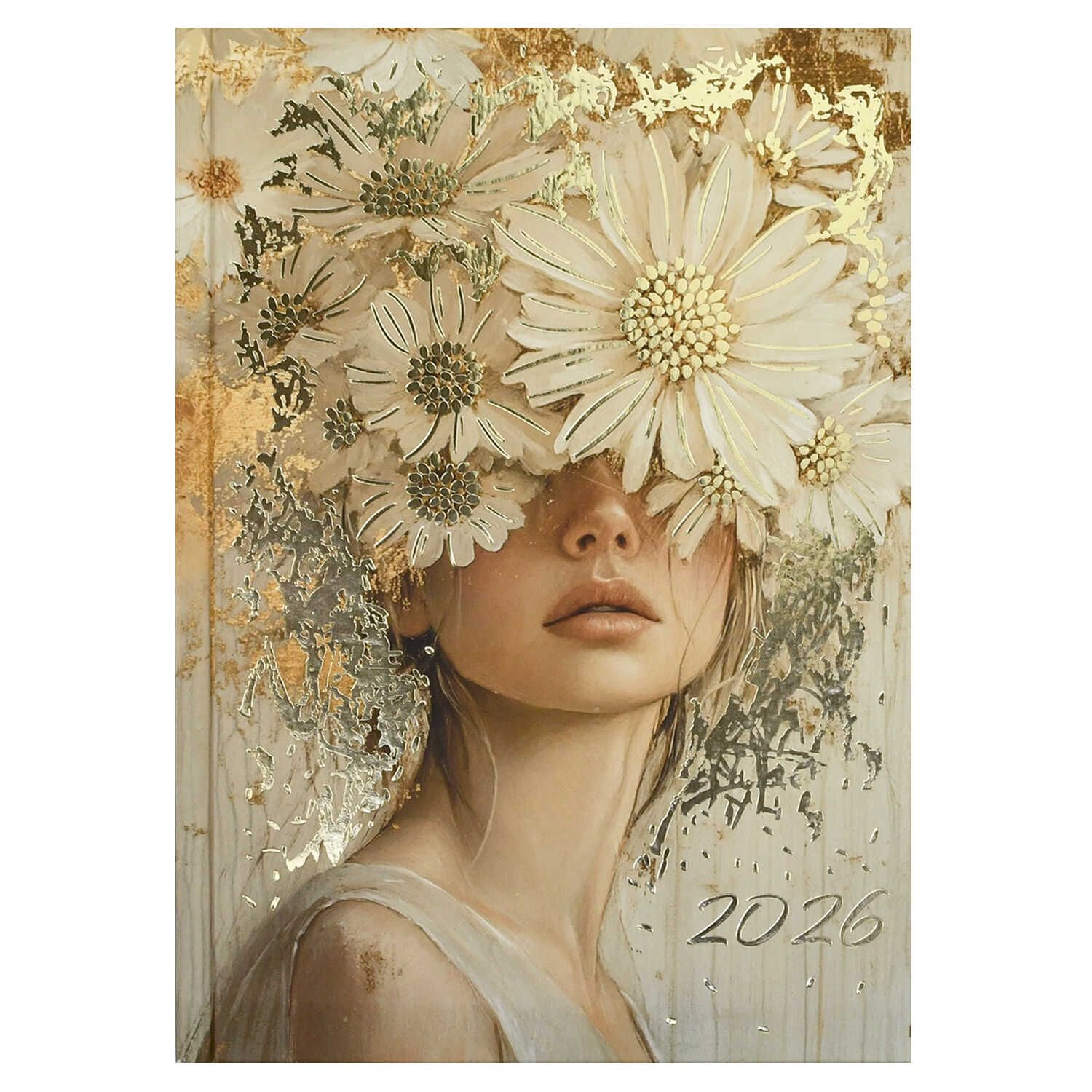 Ежедневник дат. 2026г А5 160л., 7БЦ "Золотая эстетика" мат.лам., выб.УФ-лак