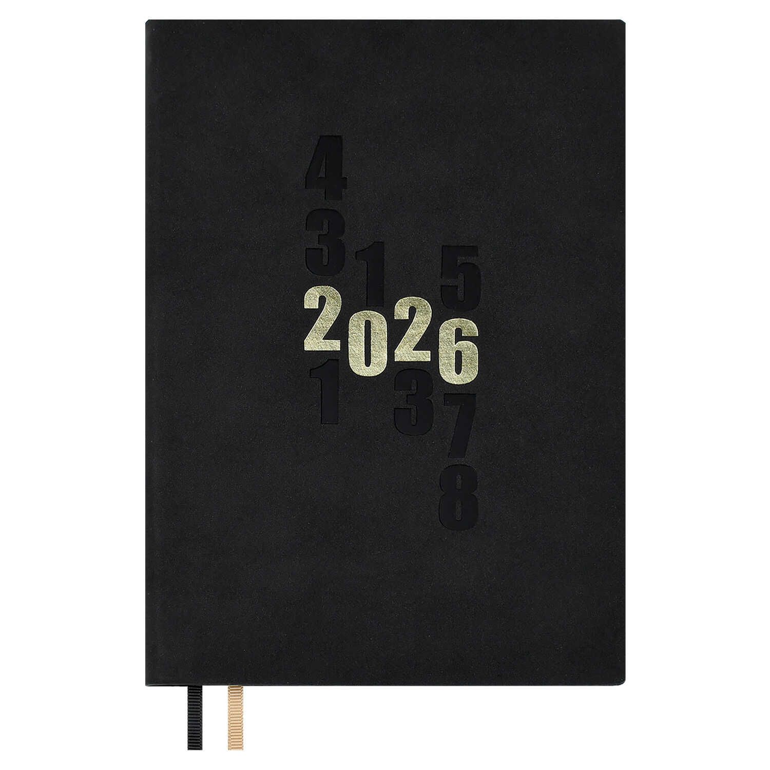 Ежедневник дат. 2026г А5 176л., кожзам, мягк.пер. "Замша черный" тисн.фольгой, ляссе