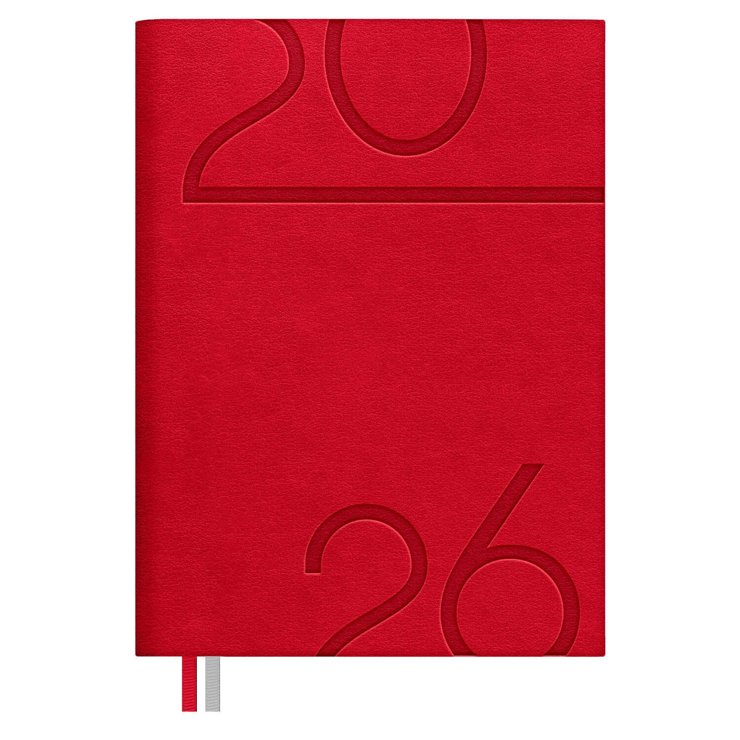 Ежедневник дат. 2026г А6 176л., кожзам, мягк.пер. "#Думай как миллиардер. Лезеретто красный" ляссе