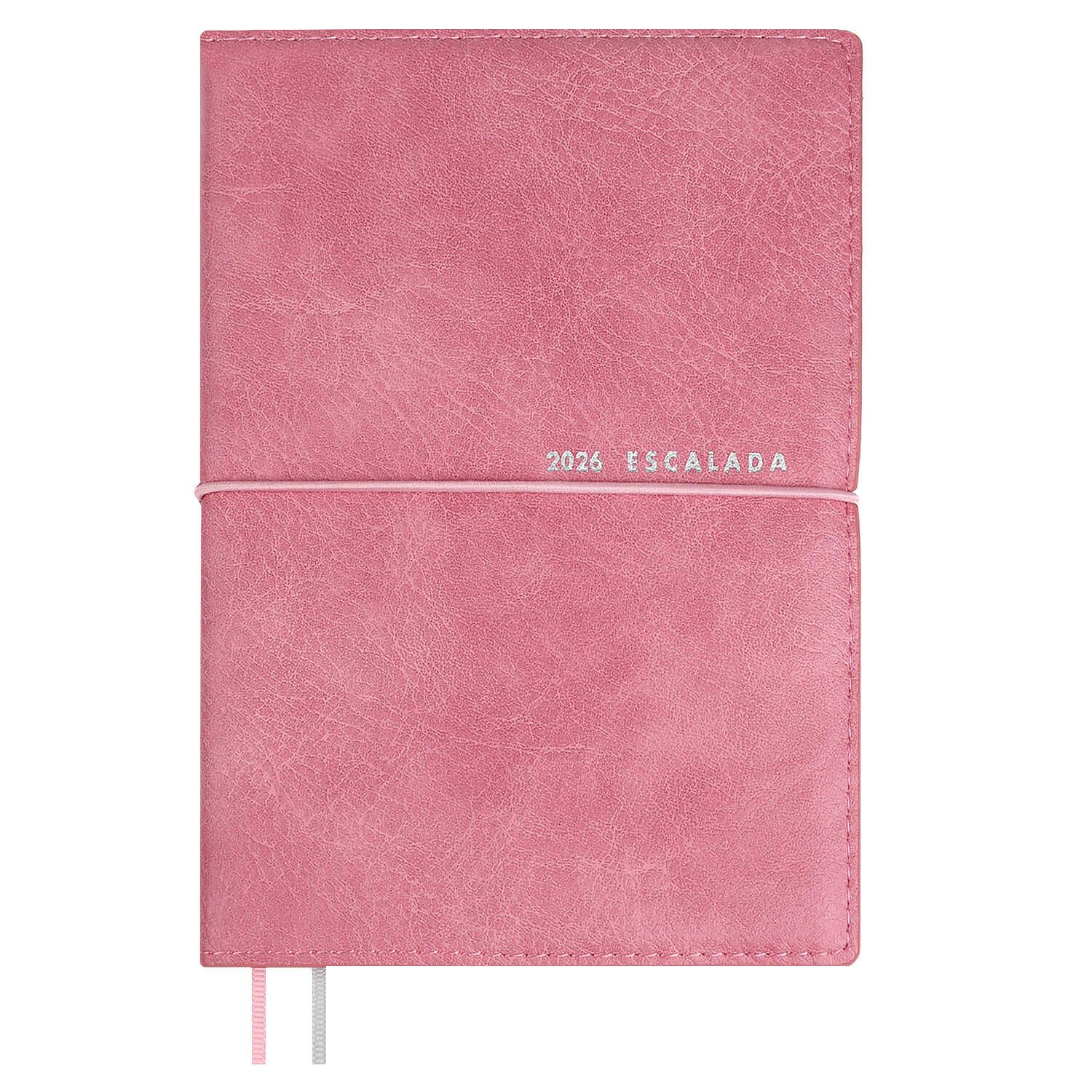 Ежедневник дат. 2026г А6 128л., кожзам, мягк.пер. "Шеврет розовый" тисн.фольгой, ляссе