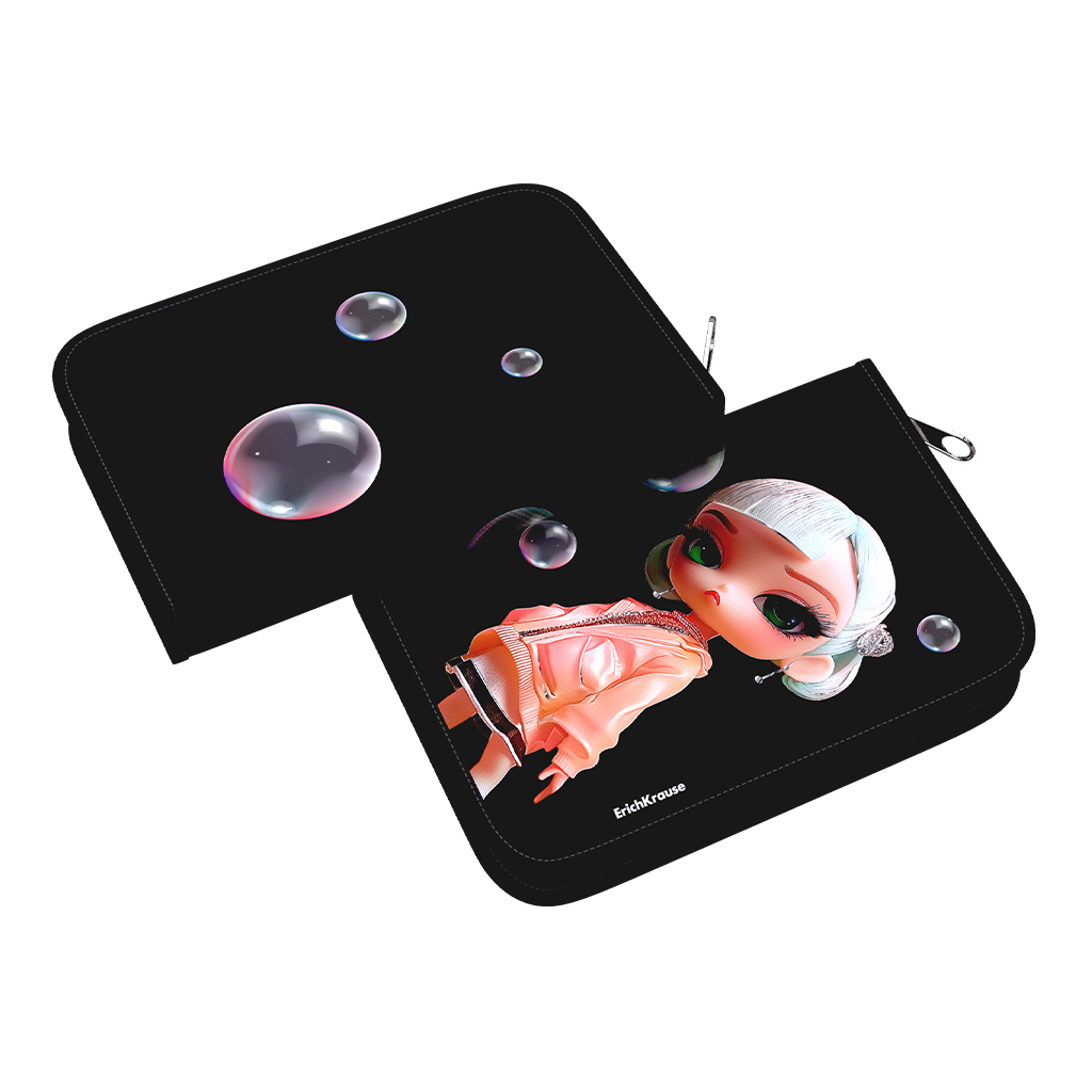 Пенал-книжка без наполнения ErichKrause 135x205x30мм Bubble Girl