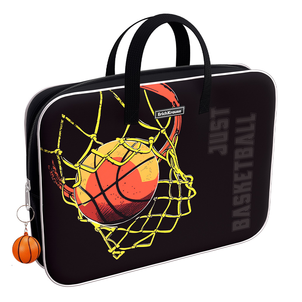 Папка текстильная на молнии ErichKrause с ручками Basketball, A4+