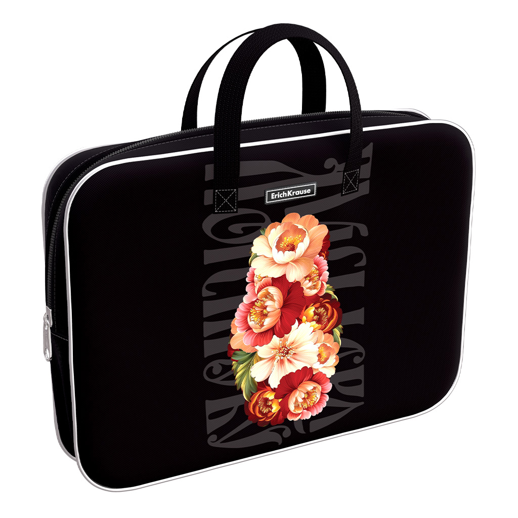 Папка текстильная на молнии ErichKrause с ручками Folk Motives, A4+