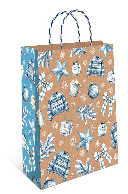 Пакет подар. бум. крафт новогодн. 18*23*10см 157гр/м Новогодний
