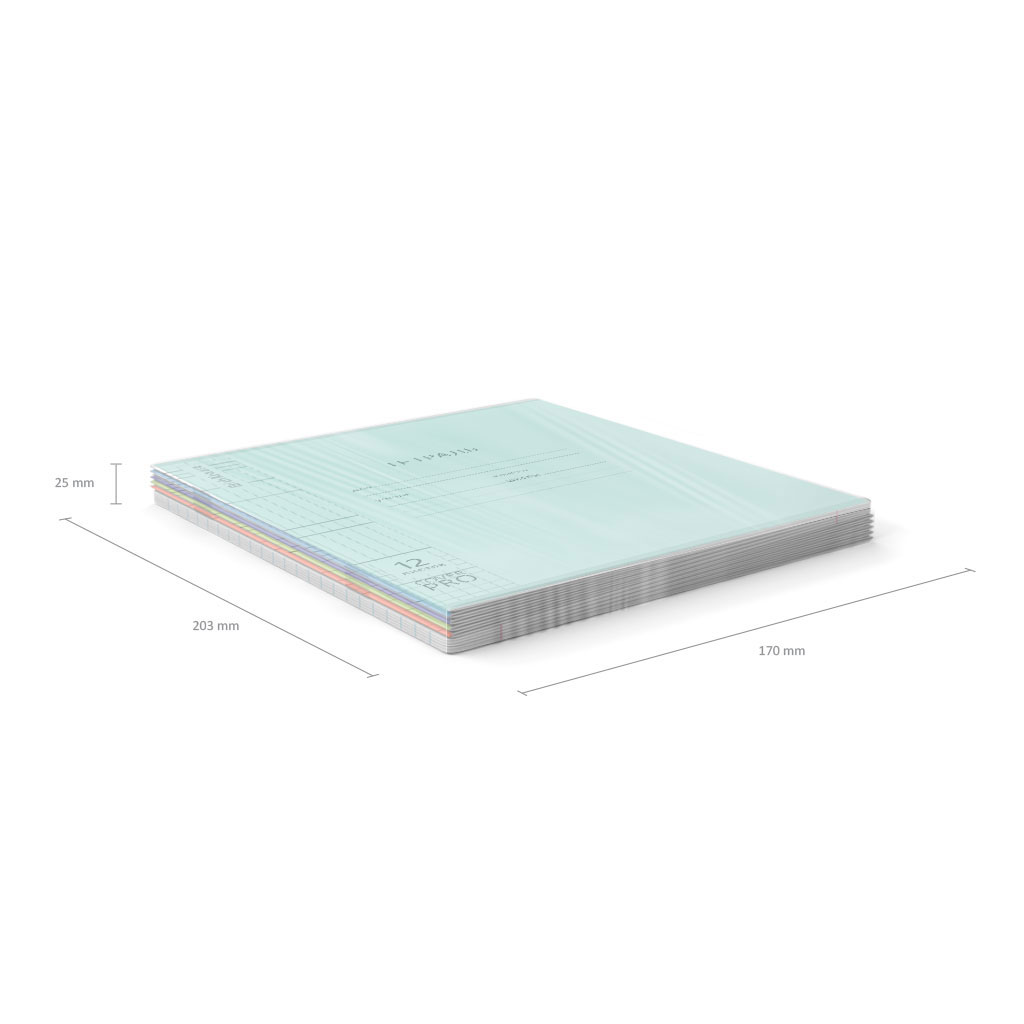 Тетрадь школьная ученическая с пластиковой обложкой на скобе ErichKrause Классика CoverPro matt, Pulse, А5+, 12 листов, клетка_MIX-PACK