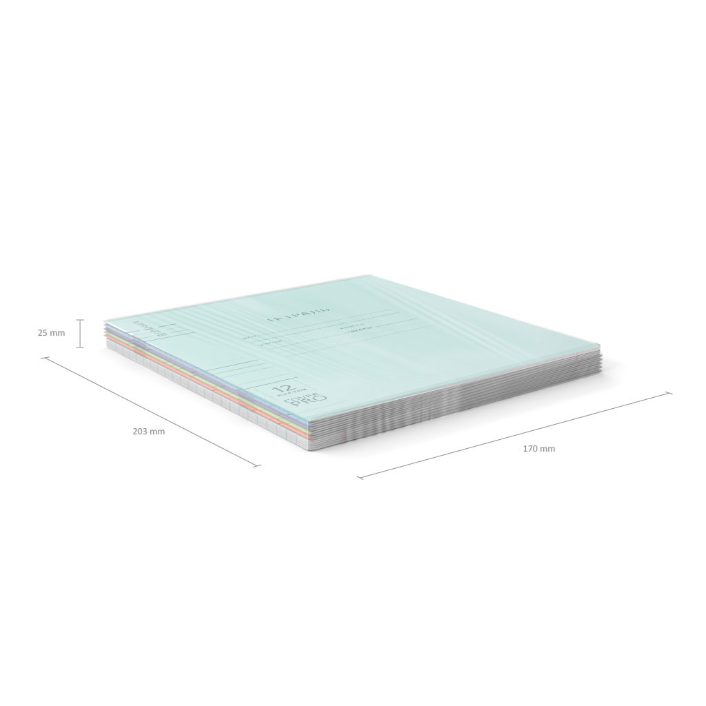 Тетрадь школьная ученическая с пластиковой обложкой на скобе ErichKrause Классика CoverPro matt, Pulse, А5+, 12 листов, линейка_MIX-PACK