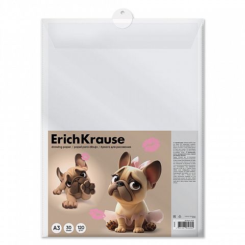 Бумага для рисования в пластиковой папке ErichKrause Френч, А3, 30 листов