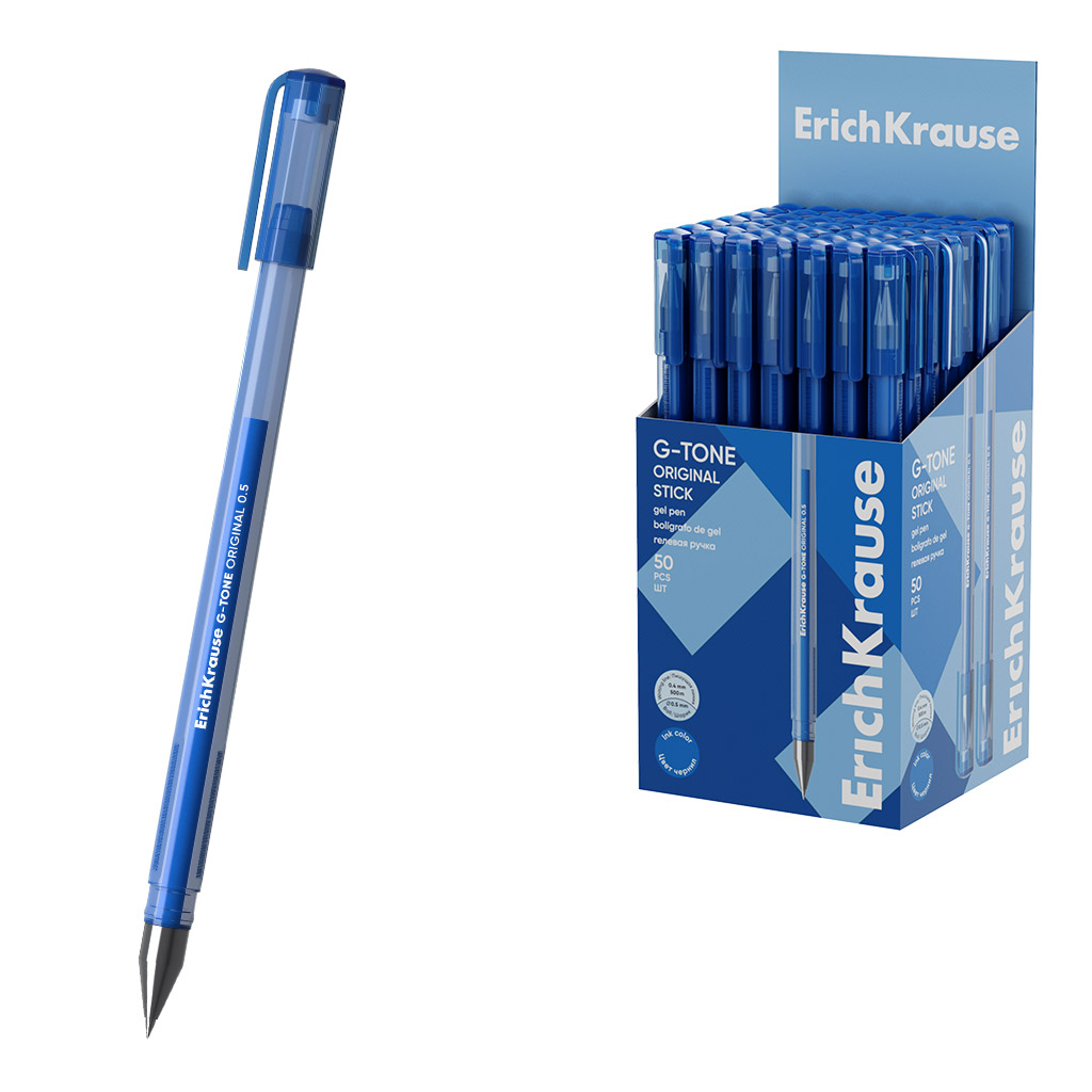 Ручка гелевая ErichKrause G-Tone Stick Original 0.5, цвет чернил синий (в коробке по 50 шт.)