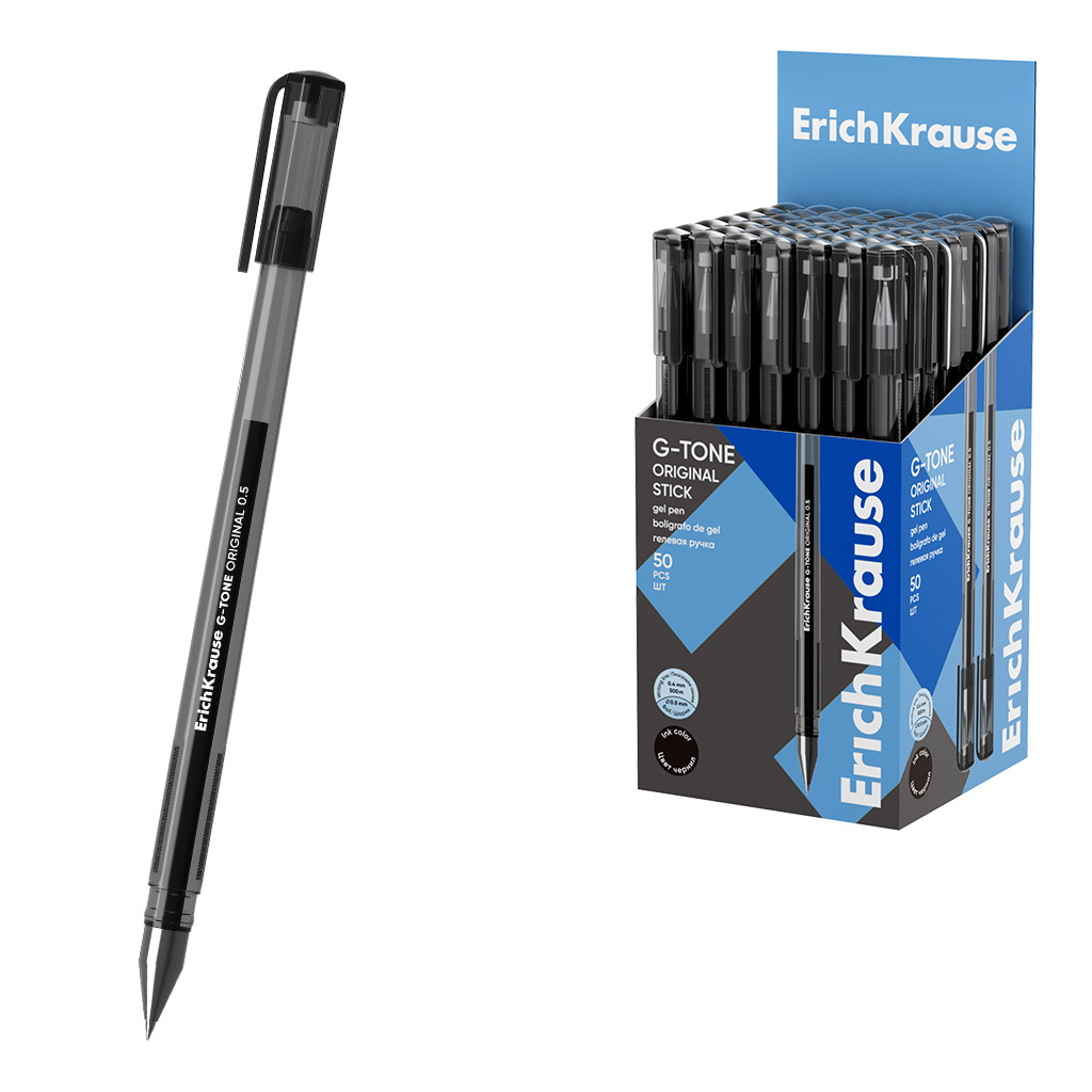 Ручка гелевая ErichKrause G-Tone Stick Original 0.5, цвет чернил черный (в коробке по 50 шт.)