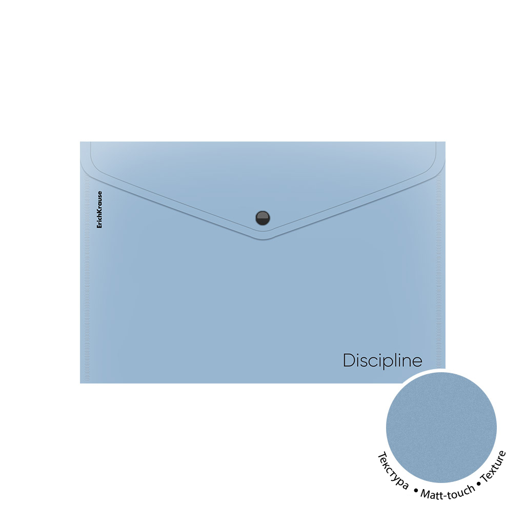 Папка-конверт на кнопке пластиковая ErichKrause Manga Words, A4, непрозрачный, голубой (в пакете по 12 шт.)