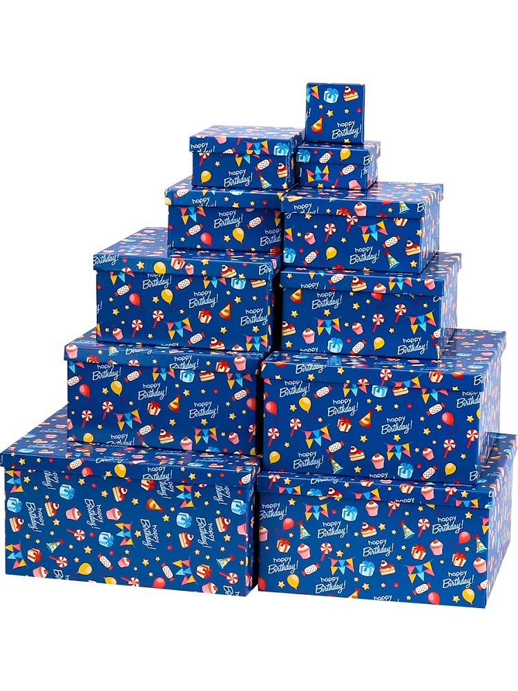 Набор подарочных коробок 11в1 "С днем рождения" 25,5*25,5*13 - 5,5*5,5*2,5 см