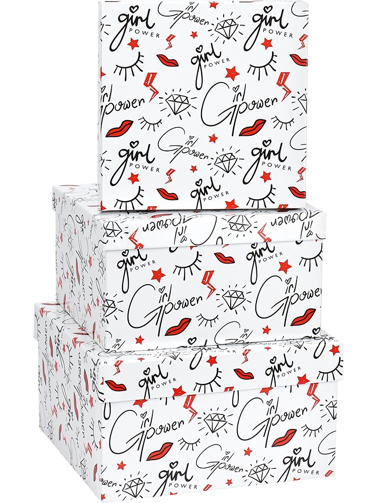 Набор подарочных коробок  3в1 "Girl power" 19,5*19,5*11см-15,5*15,5*9см