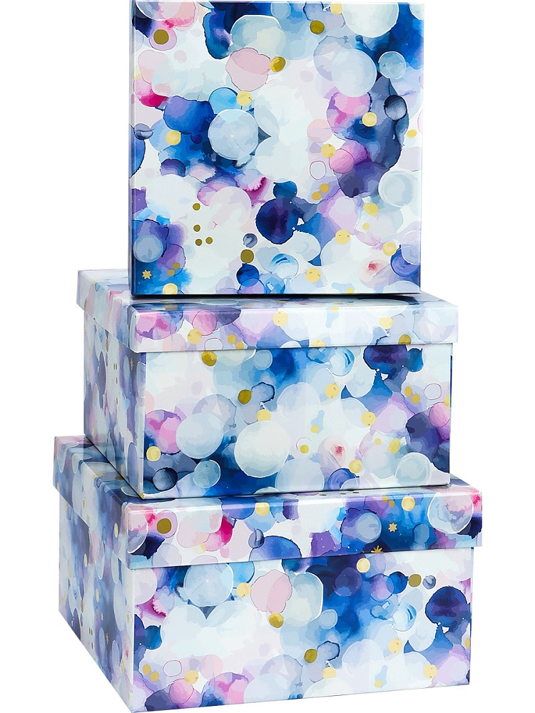 Набор подарочных коробок  3в1 "Акварельные пузырьки" 19х12х7,5-15х10х5см