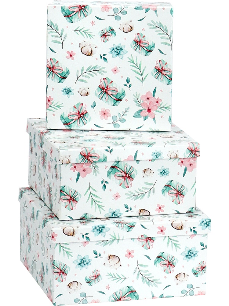 Набор подарочных коробок  3в1 "Нежность" 19,5*19,5*11см-15,5*15,5*9см