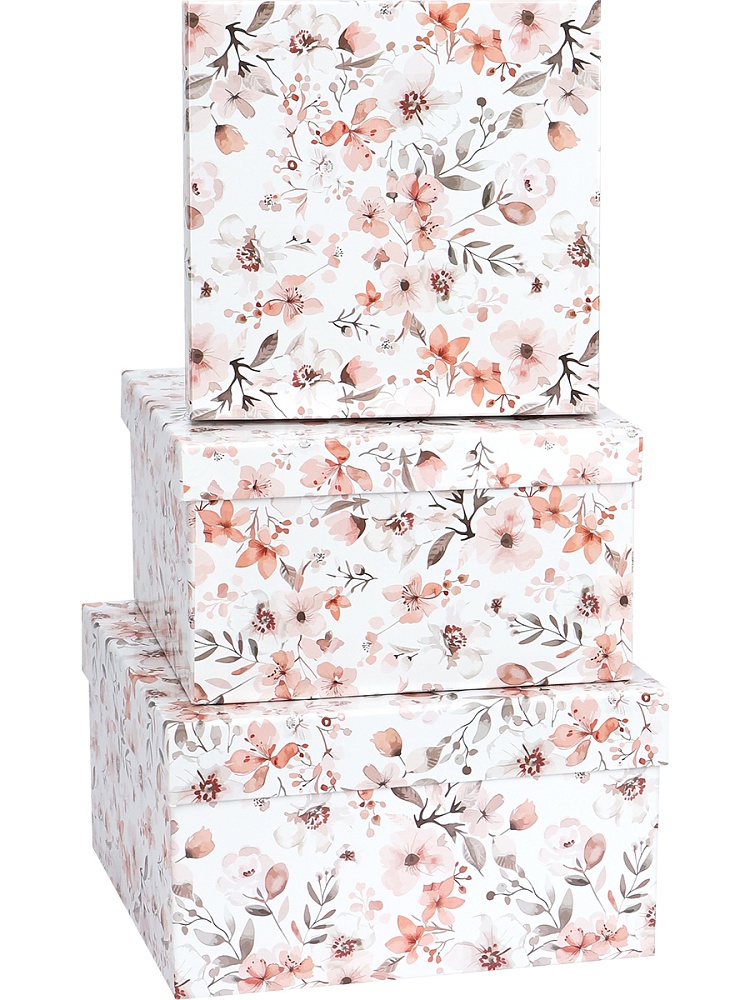 Набор подарочных коробок  3в1 "Нежные цветы" 19,5*19,5*11см-15,5*15,5*9см