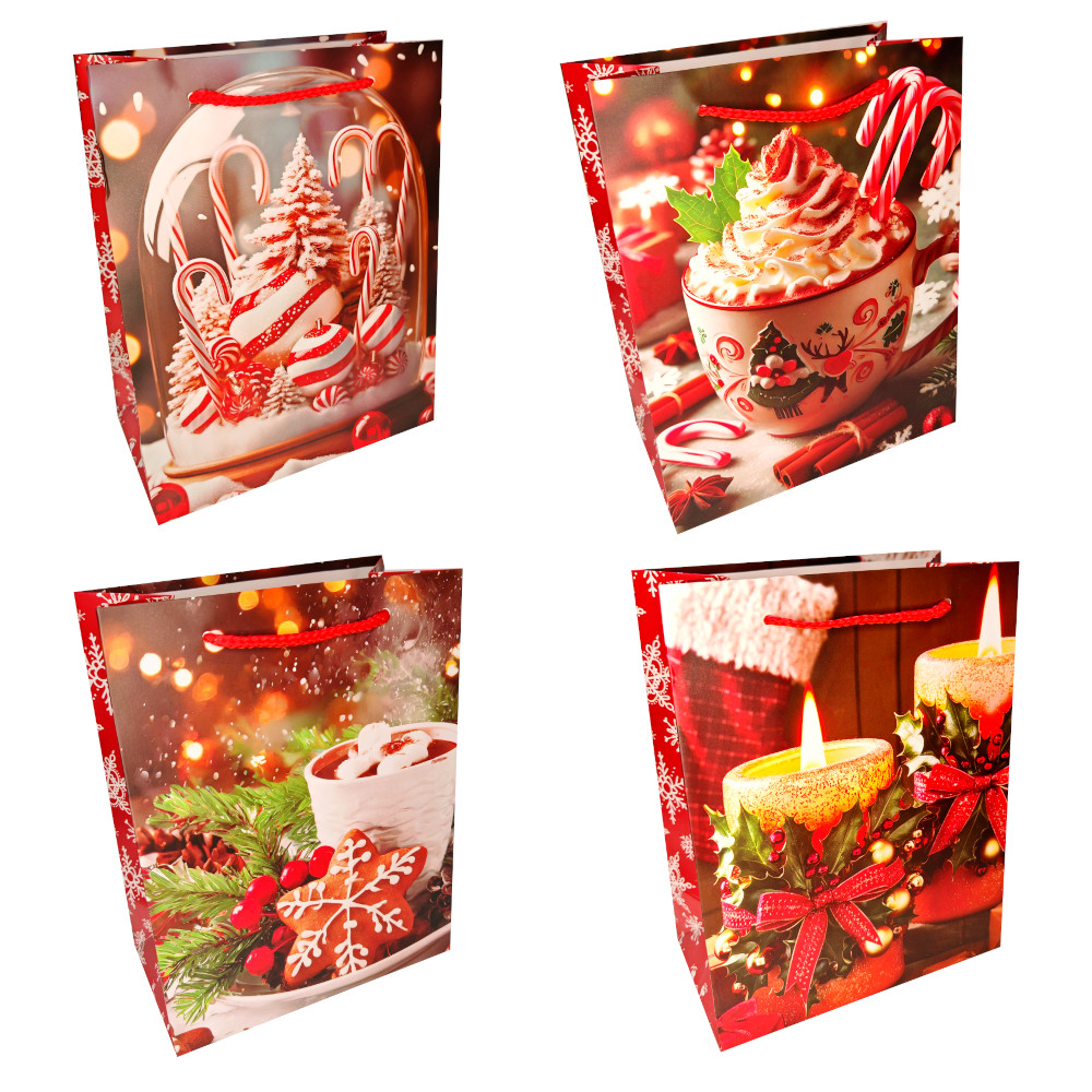 Пакет подар. бум. новогодн. 31*42*12 см 210 гр/м2 "Уют" микс дизайнов