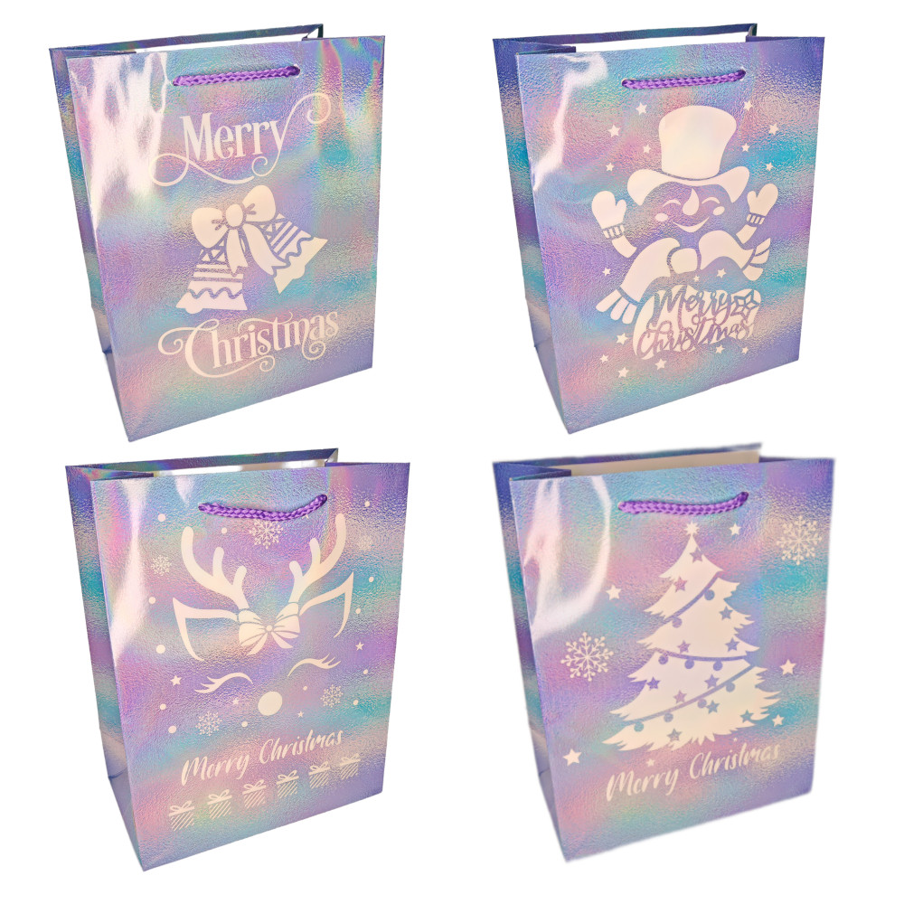 Пакет подар. бум. новогодн. 26*32*12 см 210 гр/м2 "Нежный праздник" микс дизайнов