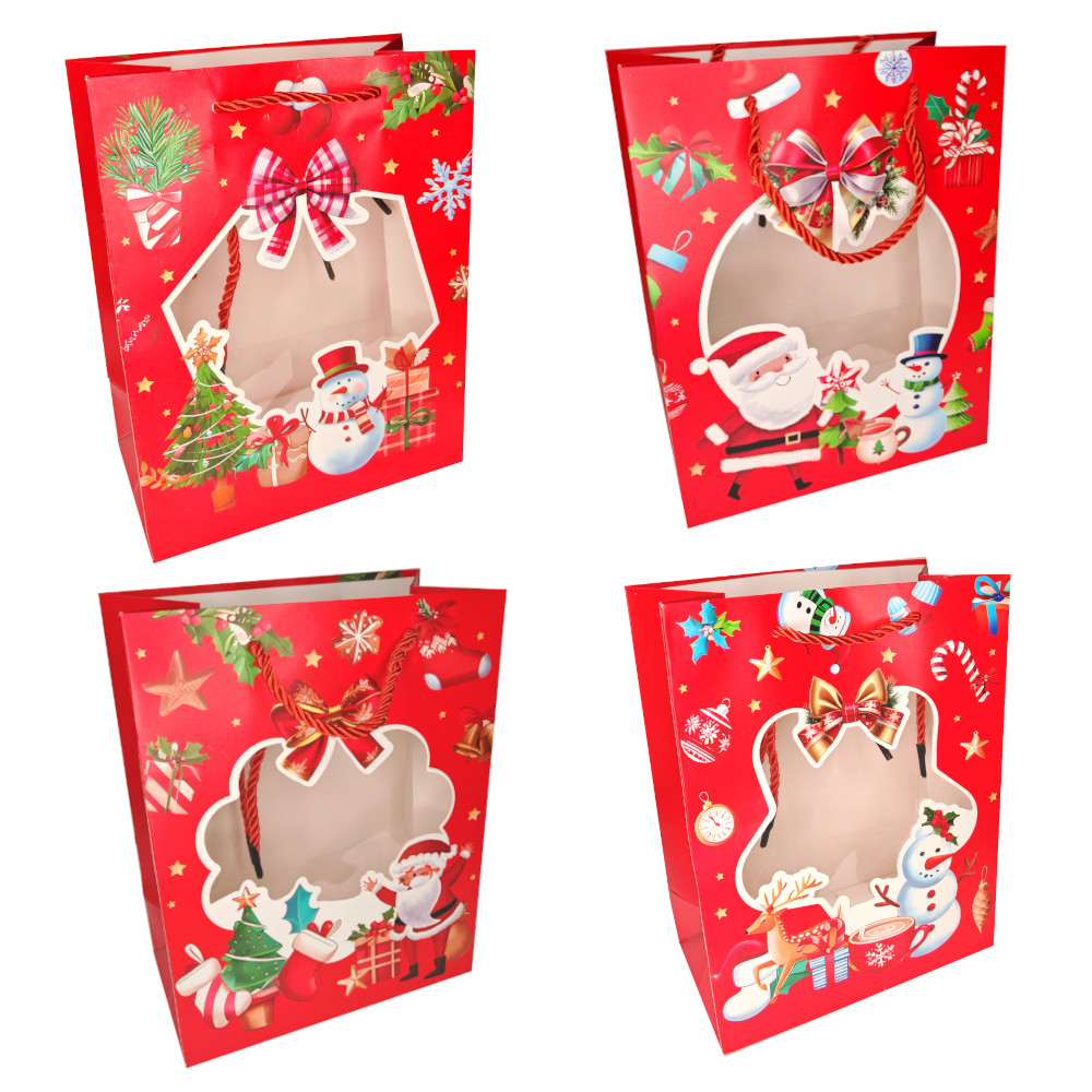 Пакет подар. бум. новогодн. 31*40*12 см 210 гр/м2 "Дед Мороз" мик дизайнов