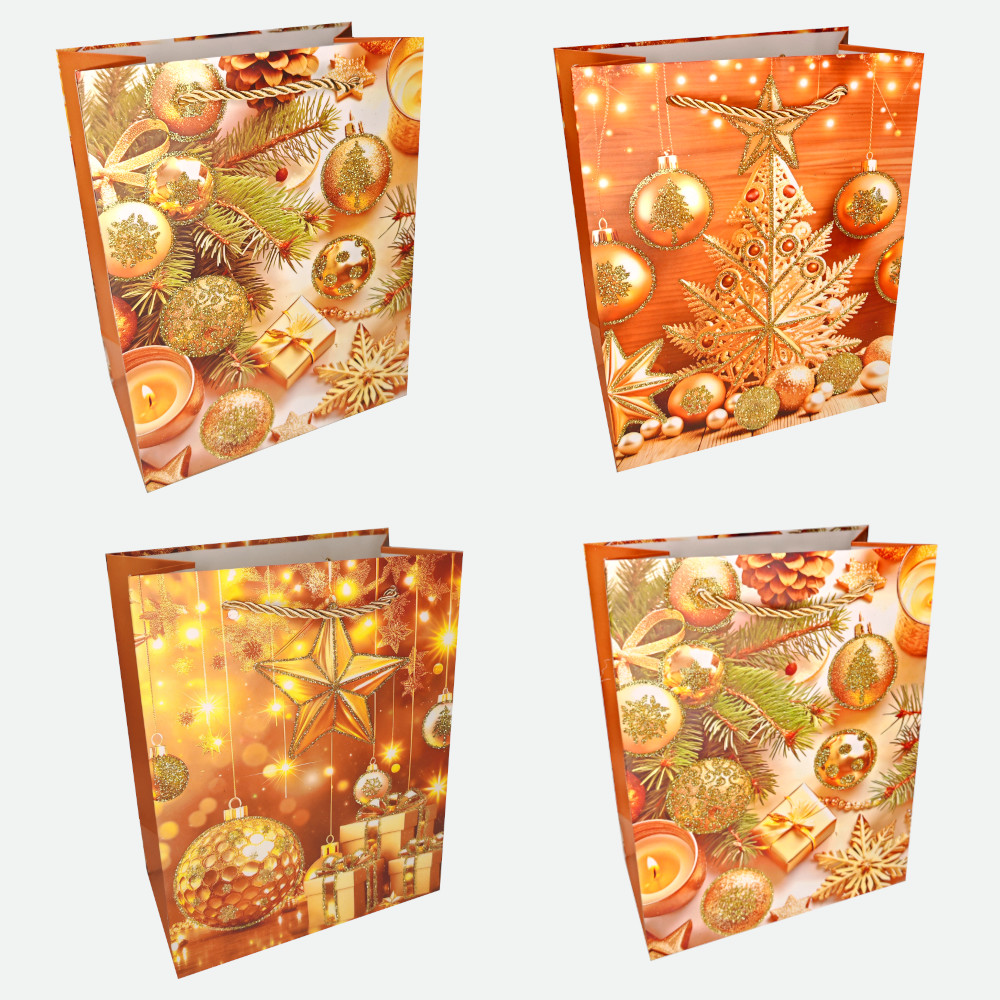 Пакет подар. бум. новогодн. 31*40*12 см 210 гр/м2 "Золотой стиль"