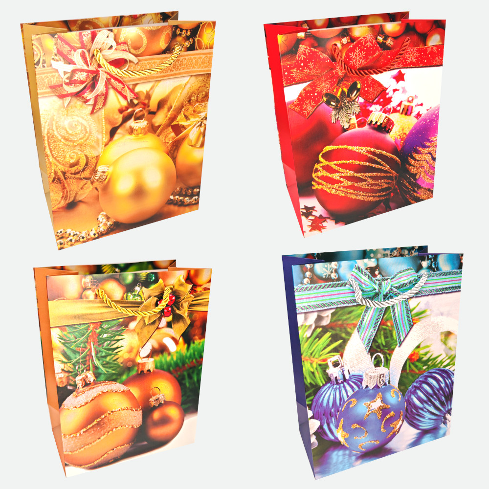 Пакет подар. бум. новогодн. 26*32*10 см 210 гр/м2 "Елочные шарики"
