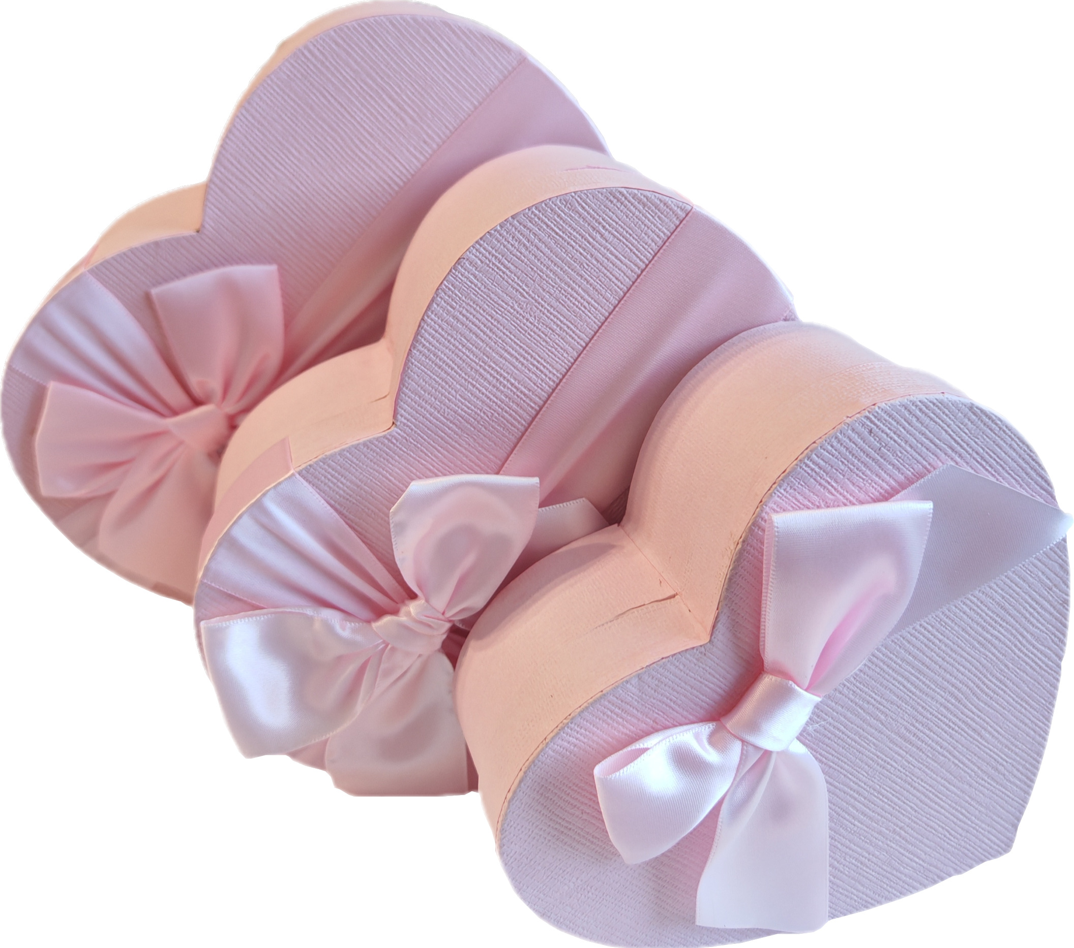 Набор подарочных коробок  3в1 "Сердце" с бантом, розовый 16*14*6, 19*17*7.5, 22*20*9см