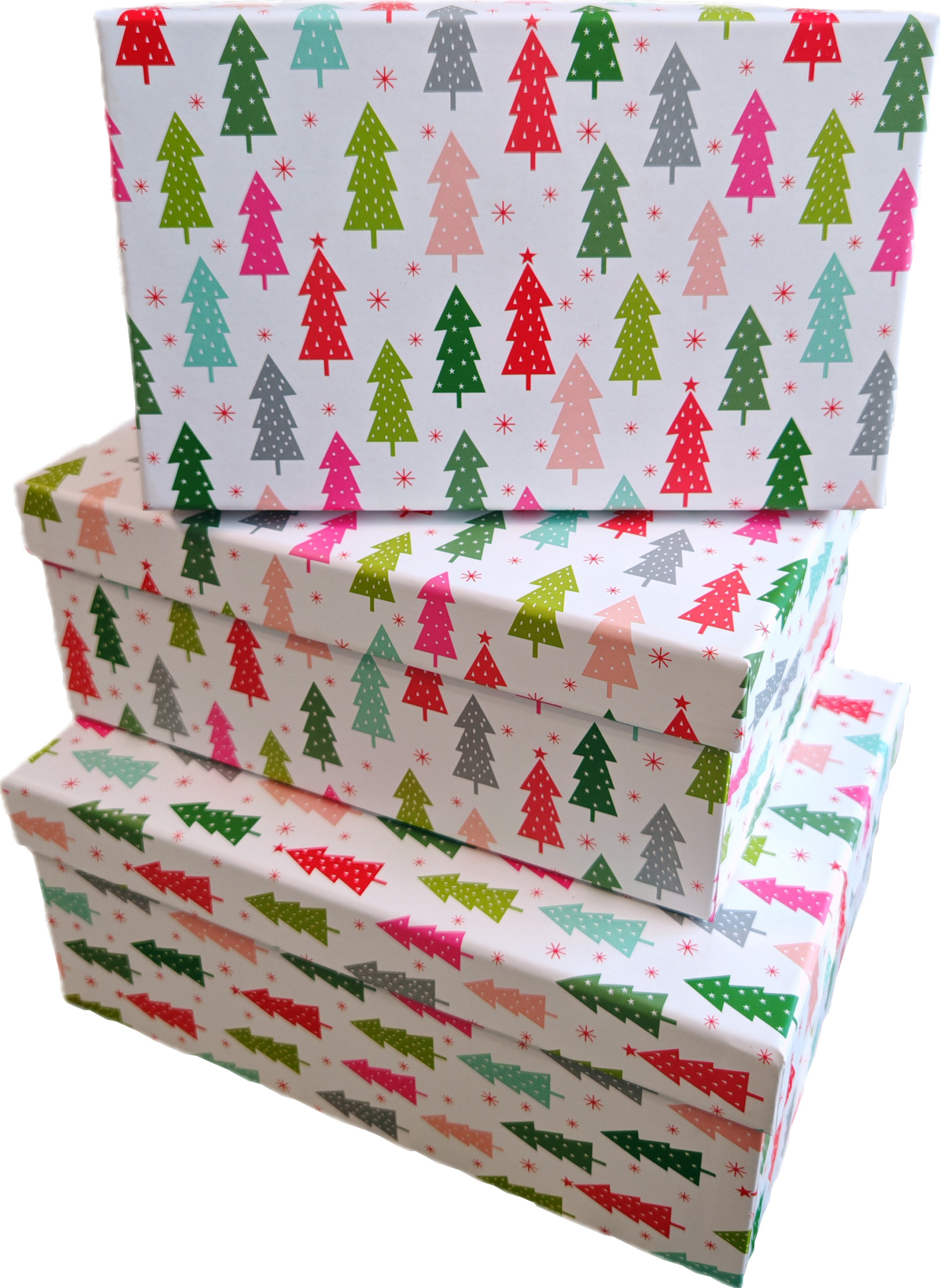 Набор подарочных коробок 3в1 "Елочки" 19*12*6.5, 21*14*8, 23*16*9.5см