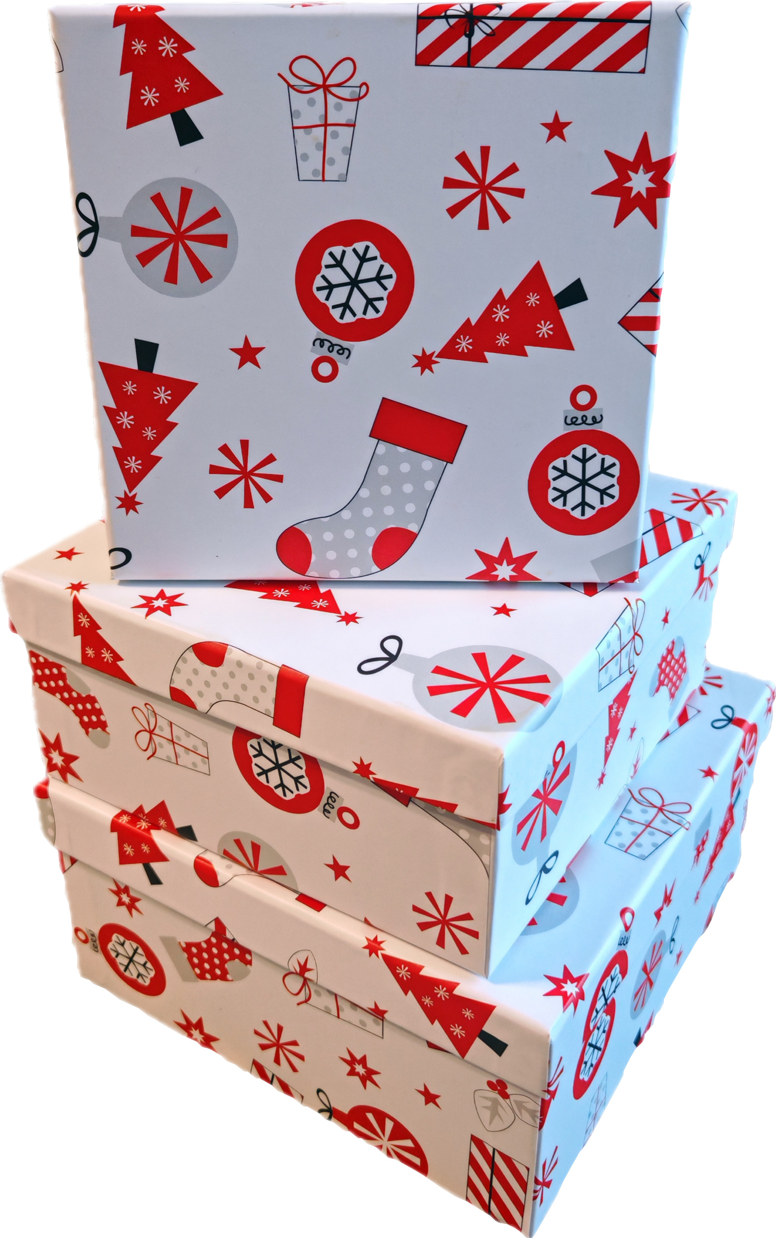 Набор подарочных коробок 3в1 "Новый год" 15.5*15.5*6.5, 17.5*17.5*8 , 19.5*19.5*9.5см