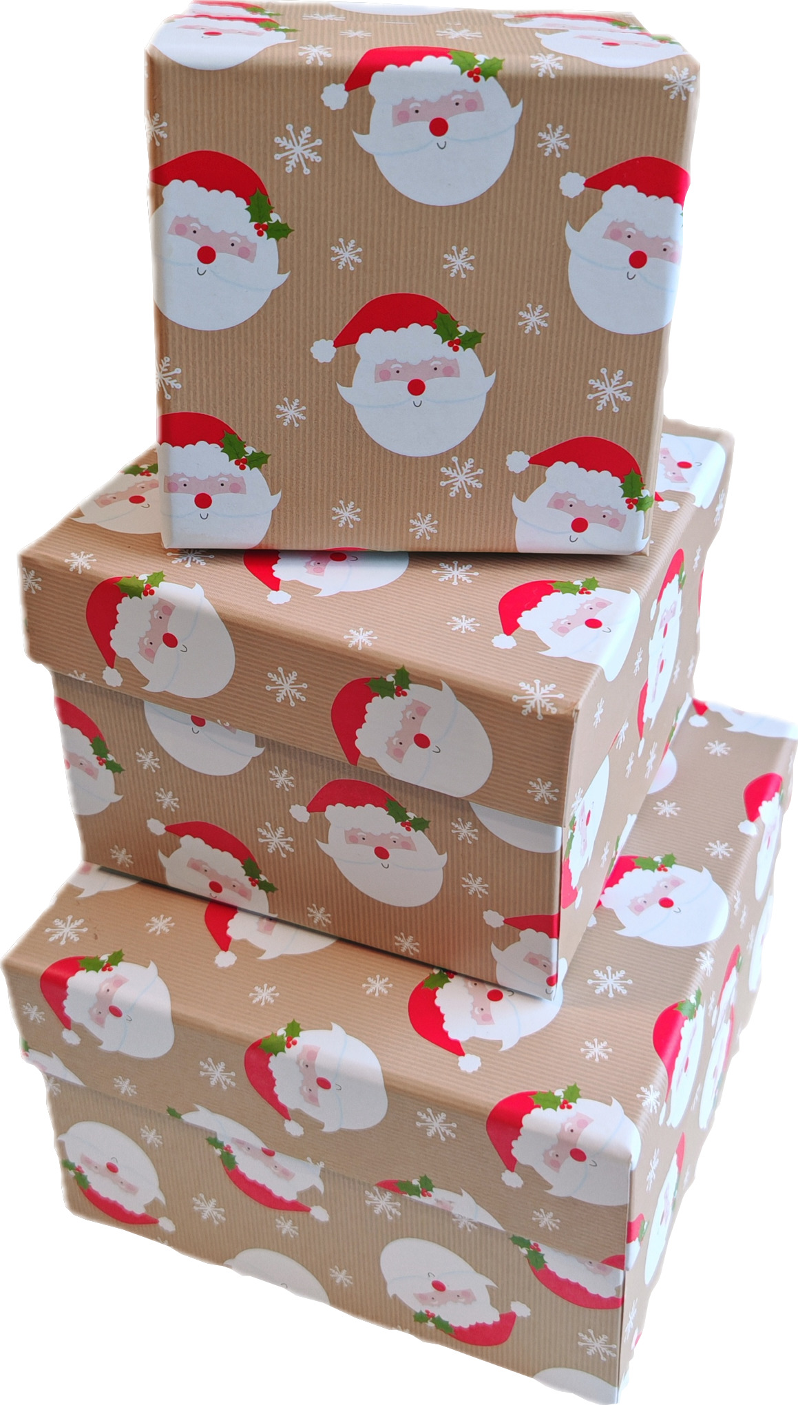 Набор подарочных коробок 3в1 "Дед Мороз" 9*9*6, 11*11*7, 13.5*13.5*8см