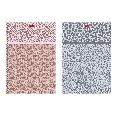 Тетрадь А4  96л кл. гребень Hatber "LEO-принт" перф., тисн., 2диз.в блоке