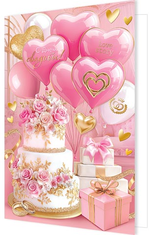 Открытка А4 "С днем Свадьбы!"