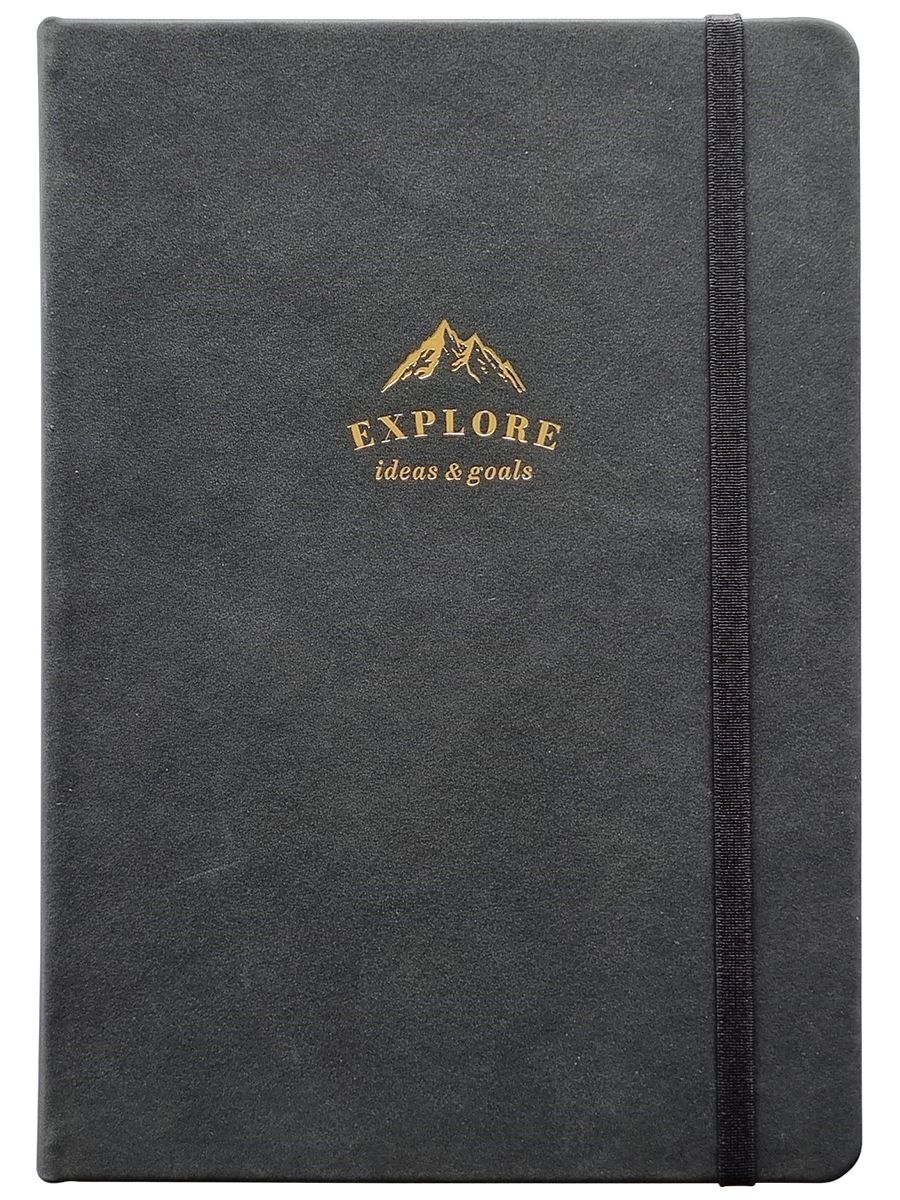 Ежедневник дат. 2026г А5 176л., иск.замша, тв.пер. "Explore. Черный" +ПОДАРОК