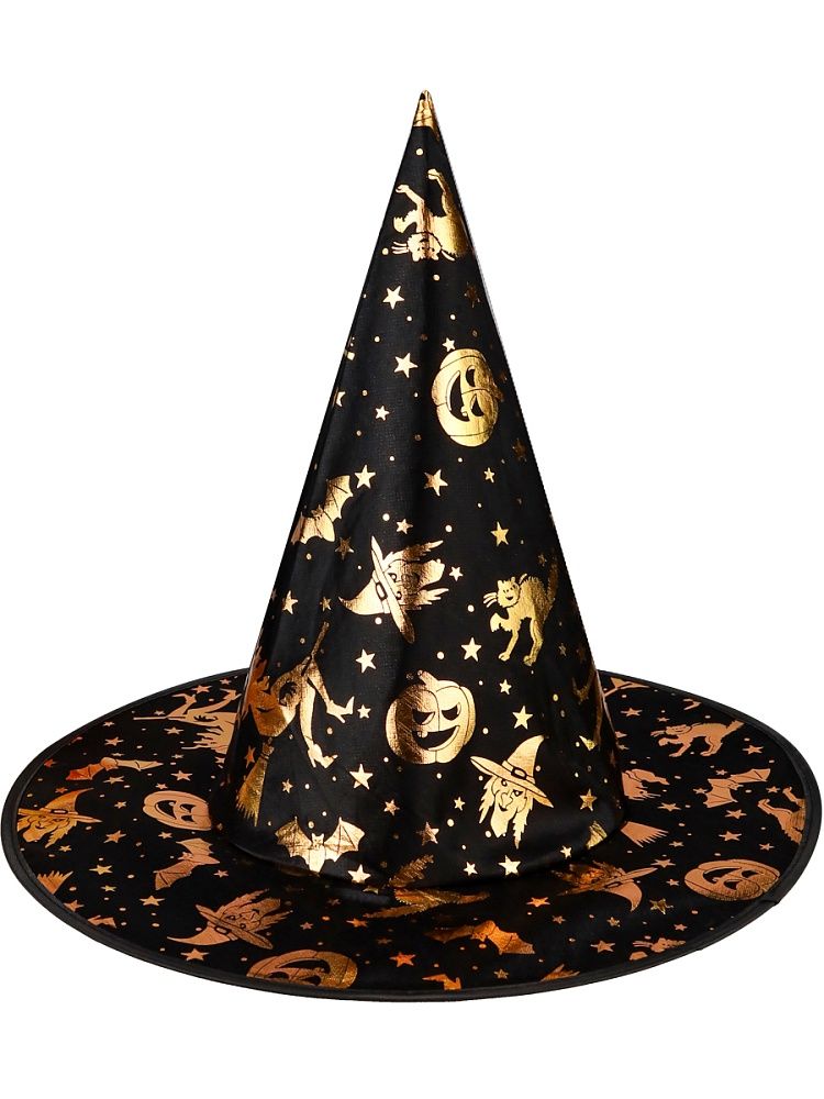 Карнавальная шляпа "Ведьмина вечеринка"  черный с золотистым