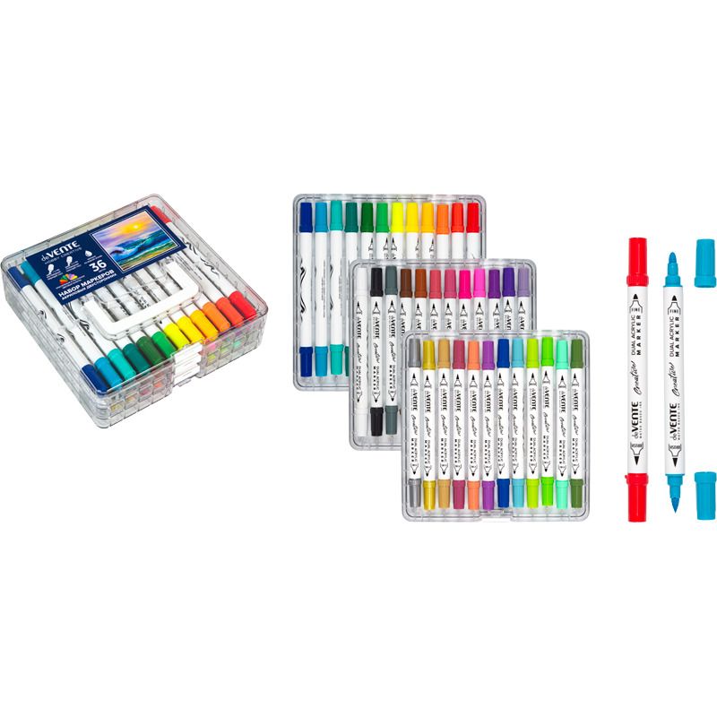 Набор маркеров акриловых  36цв. кистевидн./пулевидн."deVENTE. Classic&Pastel", двусторон.