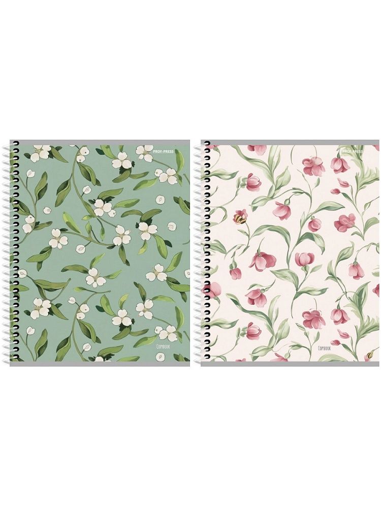 Тетрадь А5  48л кл. гребень Проф-Пресс "Цветочный паттерн - 14"