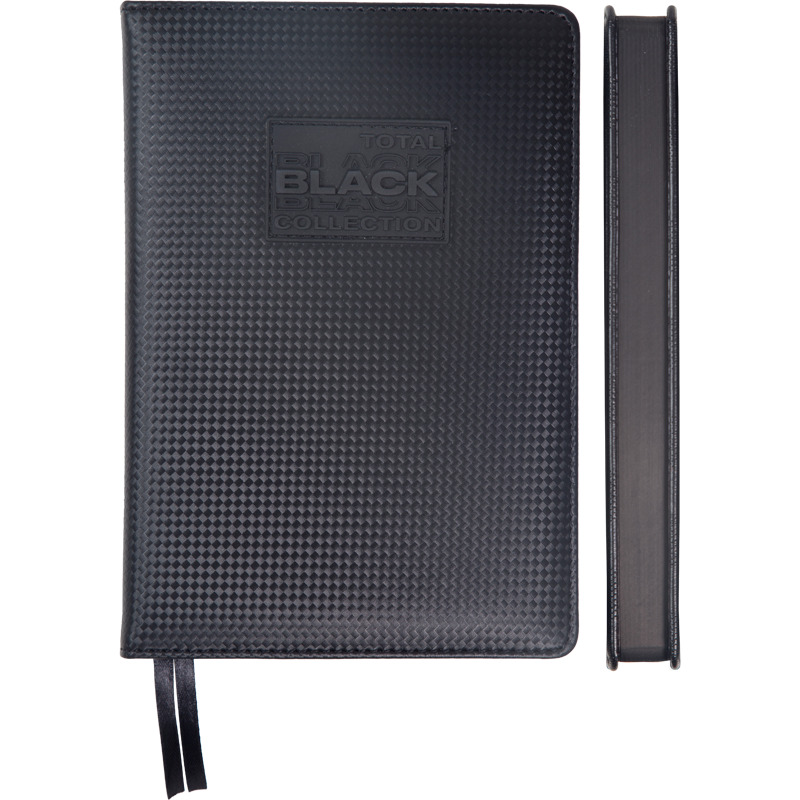 Ежедневник дат. 2026г А5 deVENTE TOTAL BLACK 336стр.,черный срез, тв.обложка, кожзам,2ляссе,70г/м2