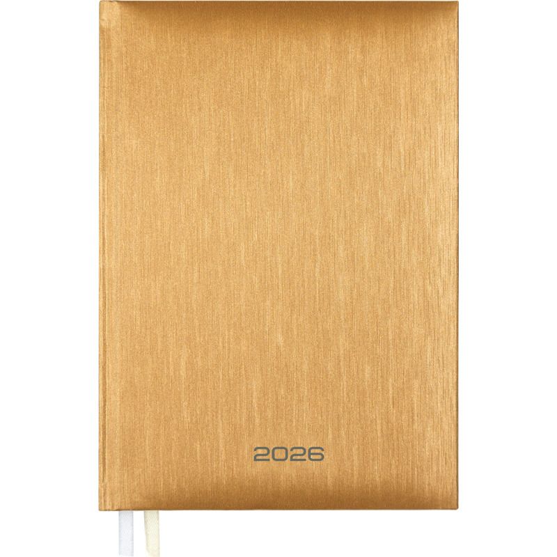 Ежедневник дат. 2026г А5 Attomex. Regent 336стр., золотистый, тв.обл., бумвинил, ляссе