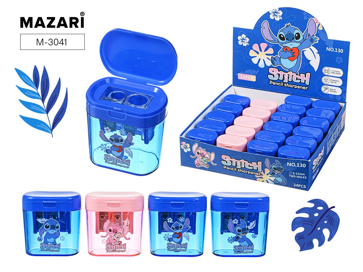 Точилка пласт. 2 отв. "Зубастик" с контейнером, 3 диз.