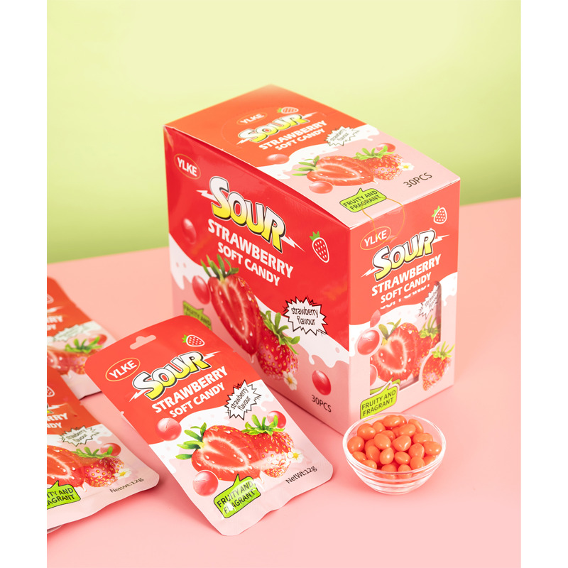 Леденцы кислые мягкие Strawberry Soft Candy 12 г. ,/уп.30 шт./, клубника
